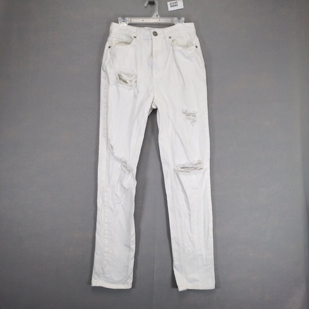 BDG Urban Outfitters‎ White Denim Mom Jeans, W25 High Waist Slim Leg Distressed